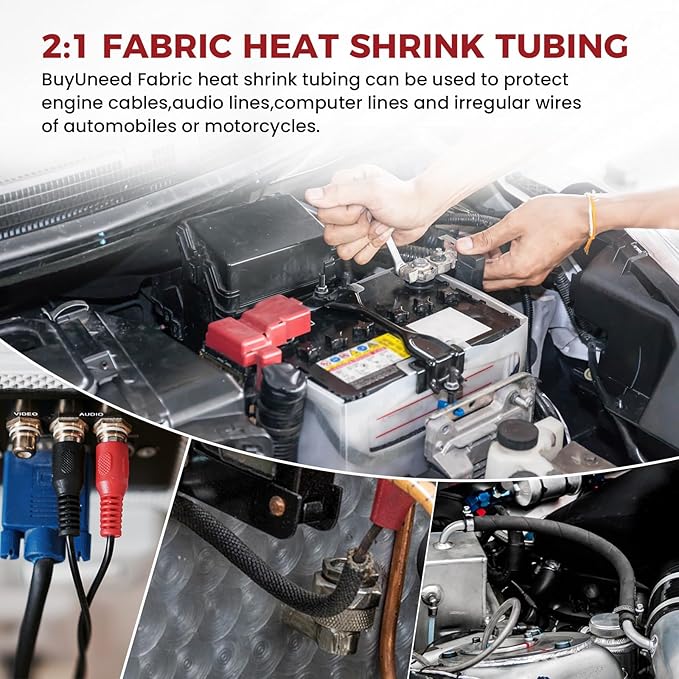 Braided Sleeving 2:1 Shrinkable Fabric Heat Shrink Tubing- Abrasion Protection - Image 8