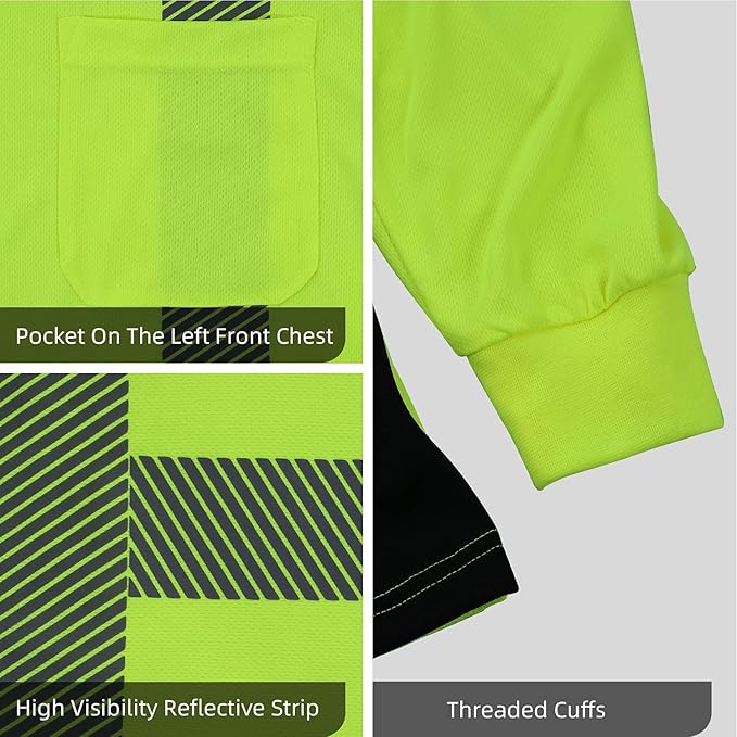 FONIRRA Safety Shirts for Men High Visibility Reflective ANSI Class 2 Hi Vis - Image 5