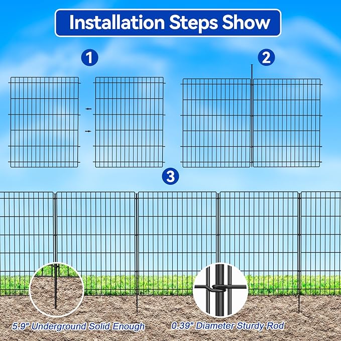 INJOPEXI Garden Fence Outdoor 6 Panels 13ft×36in Decorative Garden Fences - Image 3
