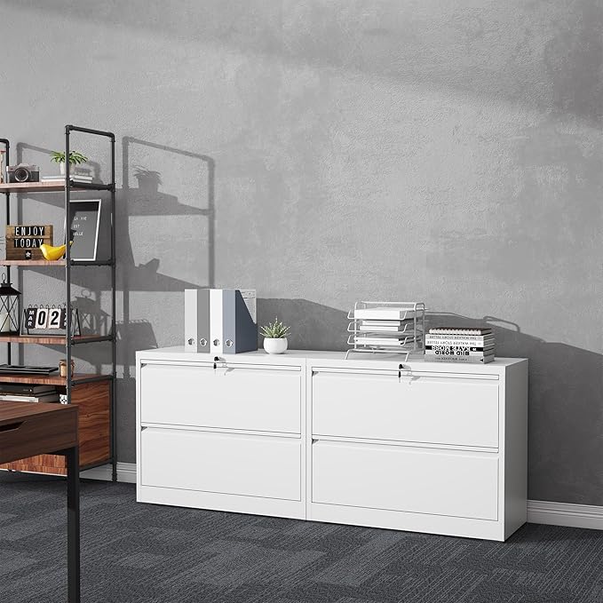 2 Drawer File Cabinet with Lock, Lateral Filing Cabinets, Metal Storage Filing - Image 8