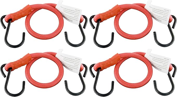 Bungee Cords with Hooks, 3/8 Inch Thick Round Bungee Cord Heavy Duty Strong by HELIDA