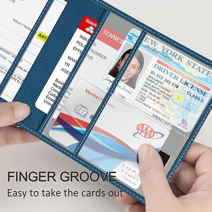 Car Registration and Insurance Holder, Premium PU Leather Vehicle Glove Box Car - Image 3