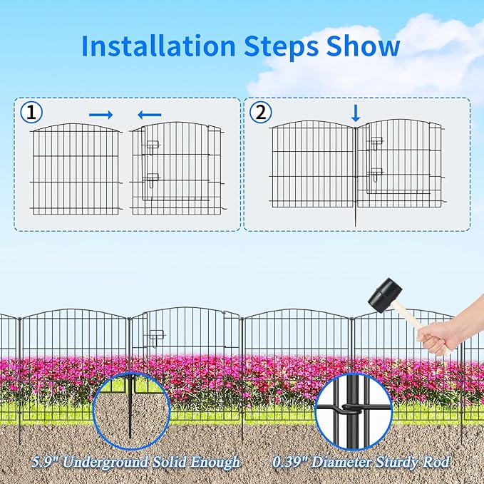 INJOPEXI Garden Fence 12 Panels 23.6ft×24in Decorative Garden Fences - Image 3
