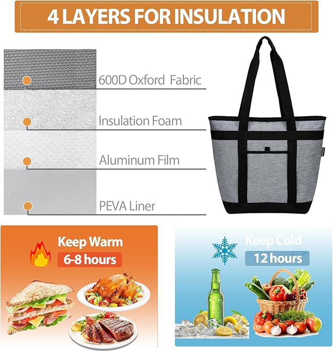 Insulated Cooler Bag, Reusable Grocery Bags - Image 3
