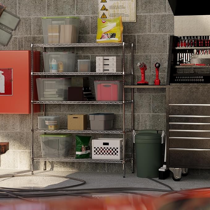18" Deep x 48" Wide x 64" Height Wire Shelving Kit | 5-Tier | NSF Commercial - Image 8