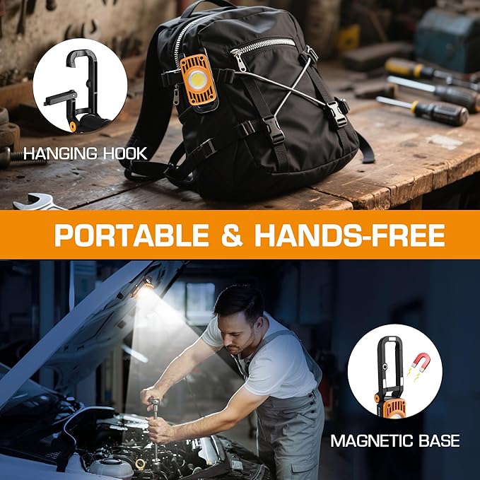 EverBrite COB Rechargeable Folding Work Light, 7 Lighting Modes, 1200 Lumens LED - Image 4