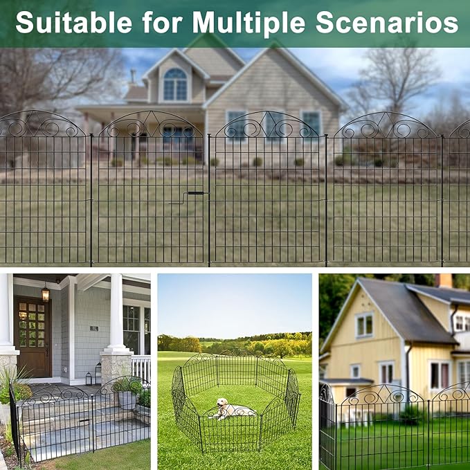 SUNLAX 10 Panels Decorative Garden Fence 24ft x 32in Fencing Tall - Image 6