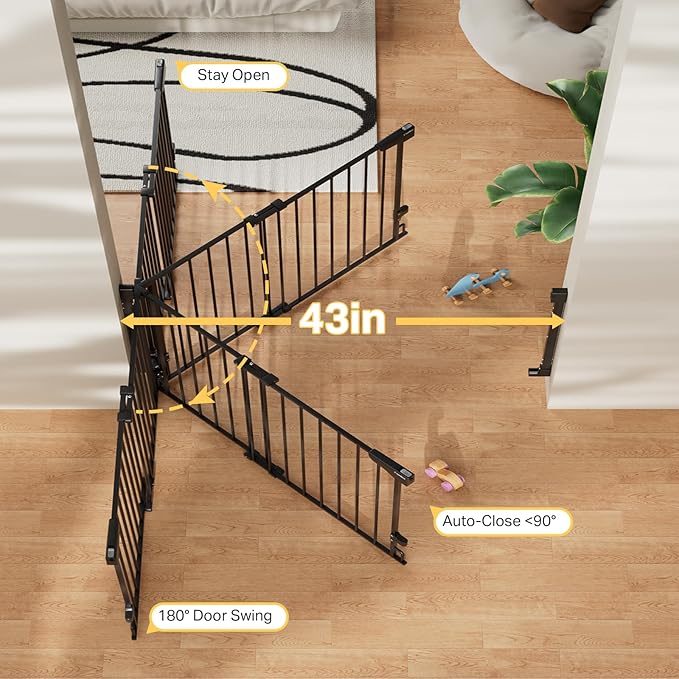 Cumbor 29.2–43" Baby Gate for Stairs, Wall-Mounted, Expandable No Bottom Bar - Image 7
