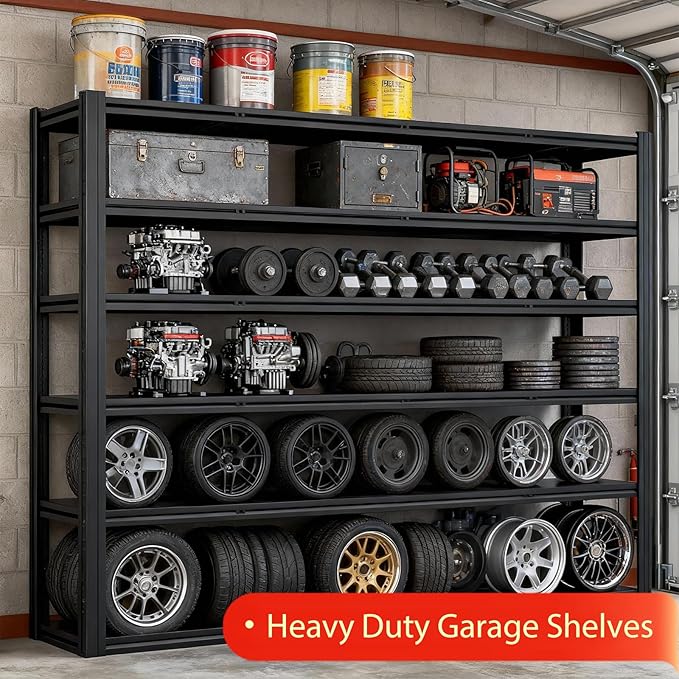 Metal Storage Shelves Unit, 6-Tier Adjustable Heavy Duty Garage Shelving - Image 7