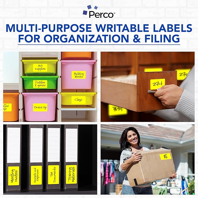 Perco Fluorescent Yellow 3x5 Inch Perforated Sticker Labels — 150 Stickers/Roll - Image 4