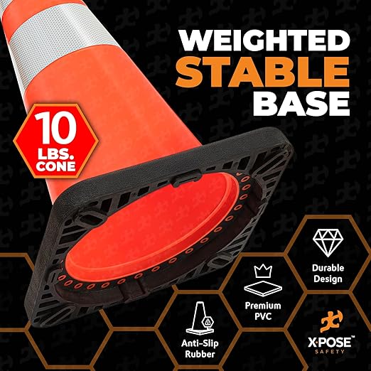 Xpose Safety 28 Inch Orange Traffic Cones Heavy Duty 10lb - Image 4