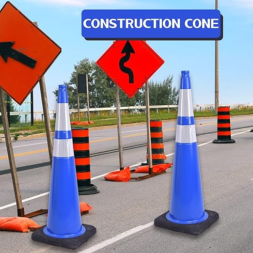 BESEA 4Pack 36” inch Traffic Cones Blue Road Parking Cones Construction Safety - Image 7