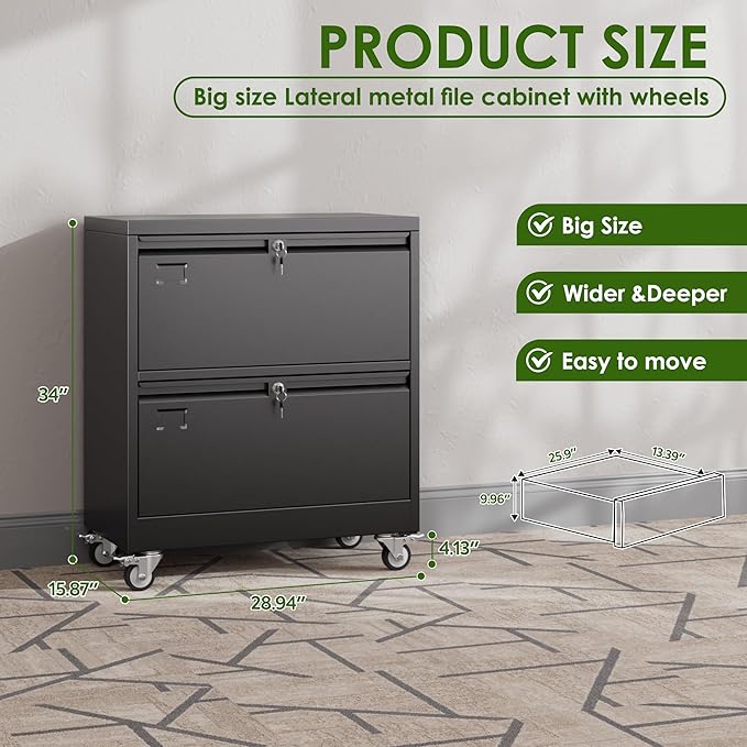 Aobabo 2 Drawer Lateral File Cabinet - Image 2