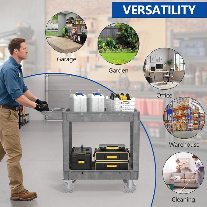 550LBS Utility Cart, 2-Tier 40 * 17 Inch Utility Cart - Image 8