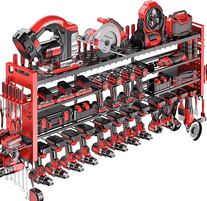 49.8" W Super Large Power Tool Organizer Wall Mount, 4-Layer Heavy Duty Tool by SHOMEXTOL