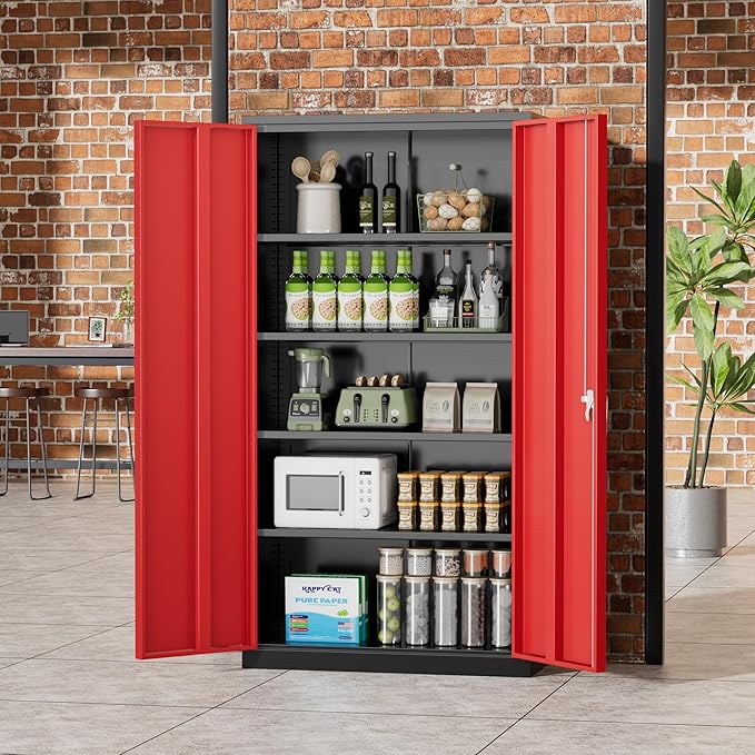 Greenvelly Metal Storage Cabinet, Lockable Steel Cabinet - Image 2