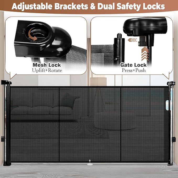 81" Retractable Baby Gate Extra Wide, Mesh Gate Long Child Gate Pet Gate - Image 3