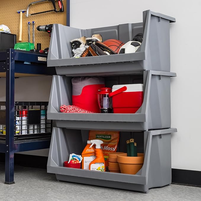 IRIS USA Open Front Storage Bins, Heavy Duty Garage Storage, Stackable Storage - Image 9