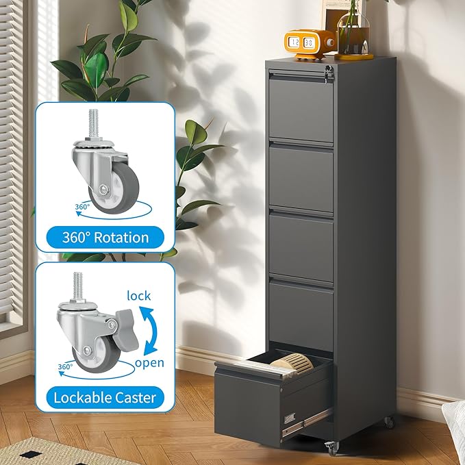5 Drawer Rolling File Cabinet - Image 6