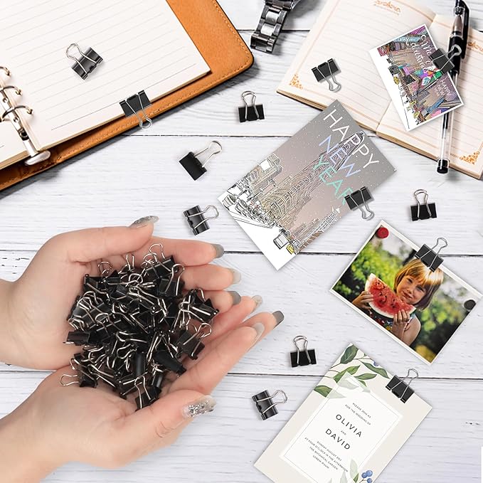 Ufmarine 120 Pcs Mini Binder Clips, Small Binder Clips Black, 15mm Paper Clips - Image 7