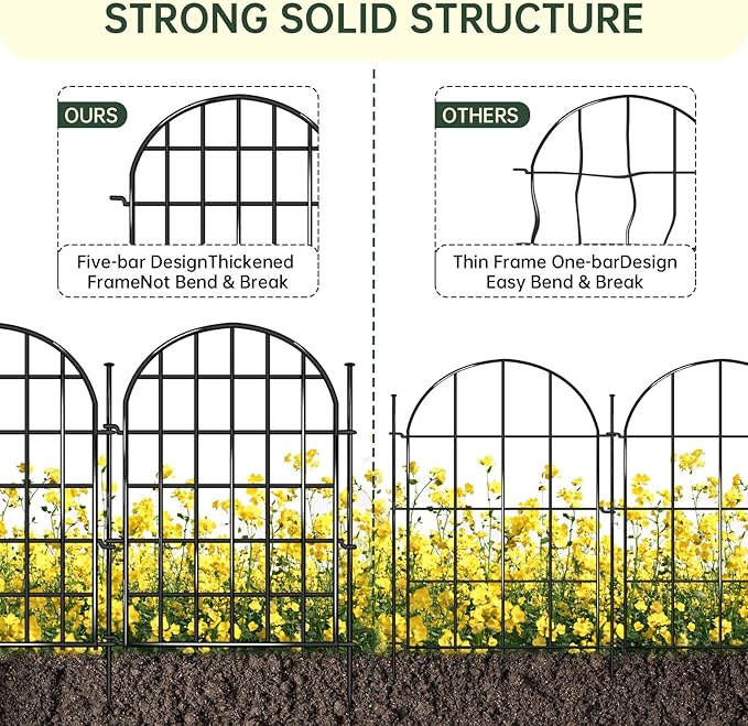 12 Panels Garden Fence, 13.8 ft x 17 in Arched No Dig Fence, Decorative Animal - Image 4