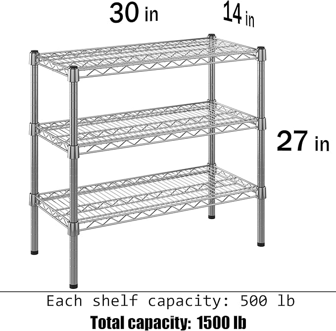 14" Deep x 30" Wide x 27" Height Wire Shelving Kit | 3-Tier | NSF Commercial - Image 3