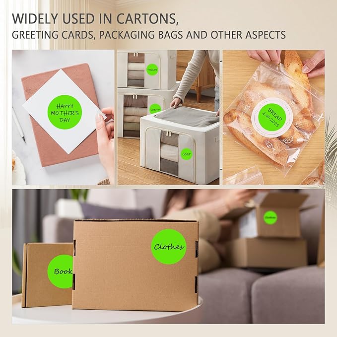 PARLAIM 3" Diameter Round Light Green Color Coding Sticker, 4 Rolls 2000PCS - Image 7