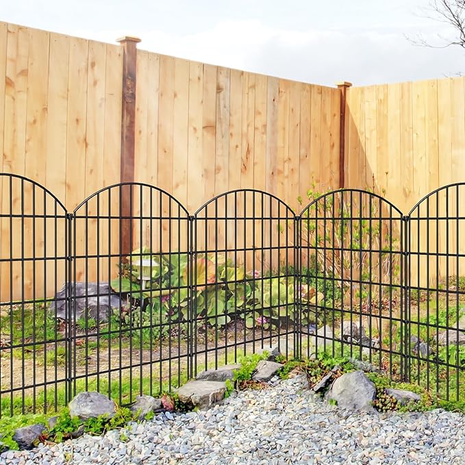 Metal Garden Fence 42in x 18.7ft, 8 Panels + 9 Stakes Dog Fence Border Fence - Image 5