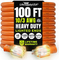 100ft Outdoor/Indoor Extension Cord 10/3 Gauge Ultra Heavy Duty 3 Prong SJTW by LifeSupplyUSA