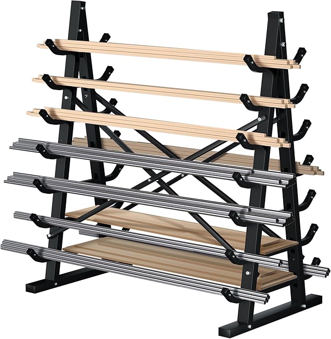 7-Tier Horizontal Storage Rack, Heavy-Duty Freestanding Steel Horizontal Bar by Aparecium