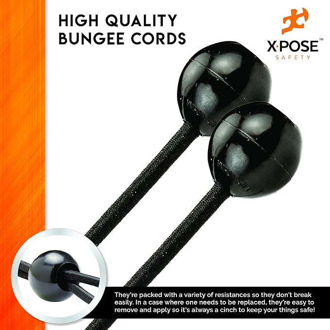 Xpose Safety Bungee Ball Cords 11" 10 Pack Heavy Duty Black Stretch Rope - Image 4