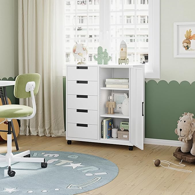 Letaya 5 Drawer Storage Cabinet, Mobile Printer Stand - Image 2