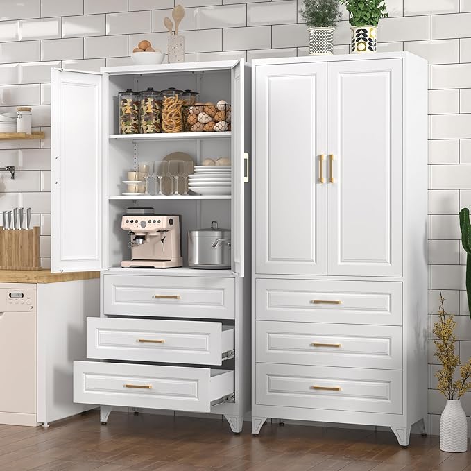 Kitchen Pantry Cabinet, Metal Storage Cabinets - Image 2