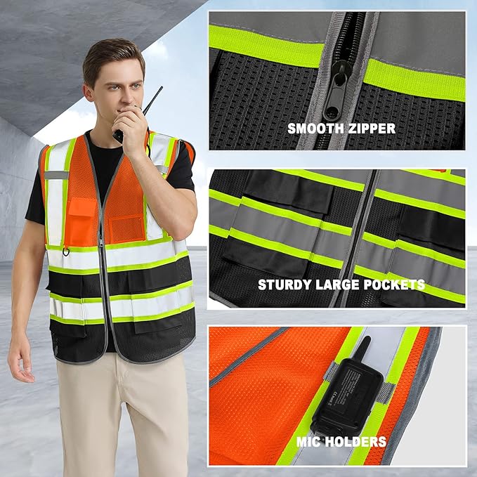 BeautyWill Custom Logo 10/20 Pack Safety Vest Class2 High Visibility Vest - Image 3