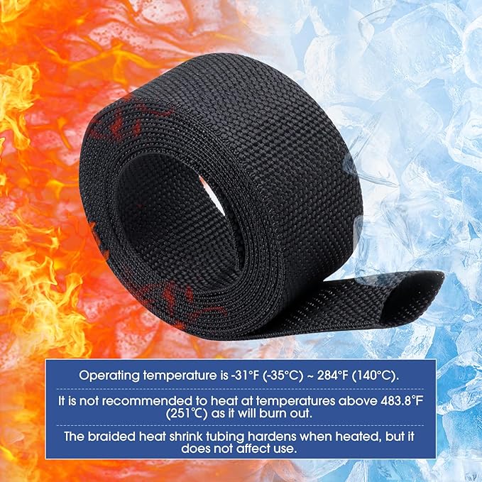2:1 Heat shrinkable Braided Sleeving Fabric Wire Loom High Temp Heat Shrink - Image 4