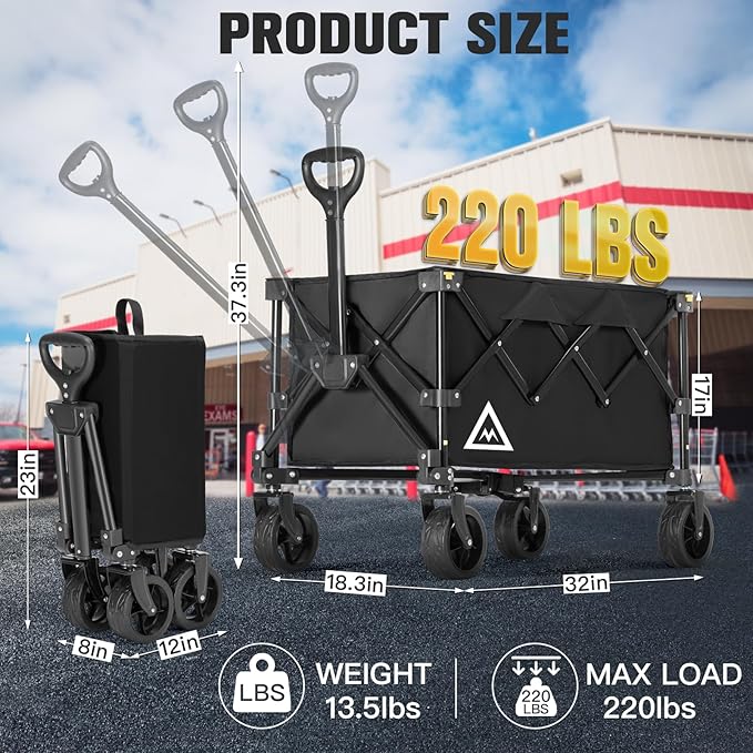 Wagon Cart Shopping Foldable Folding Collapsible - Image 2