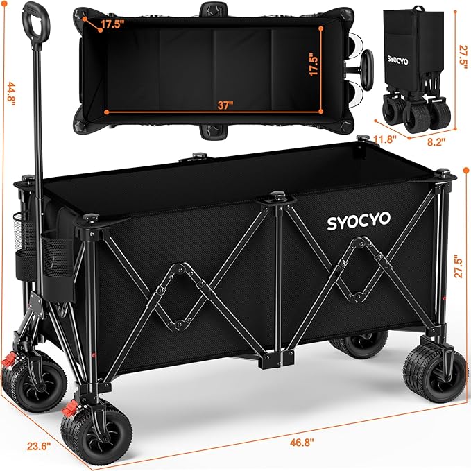 Collapsible Wagon Carts 570LBS Weight Capacity Foldable Beach Wagon - Image 7