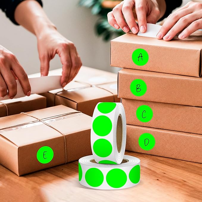 Fluorescent Green 1 Inch Round Color Coding Dot Labels, 10 Rolls 10000 Dot - Image 6