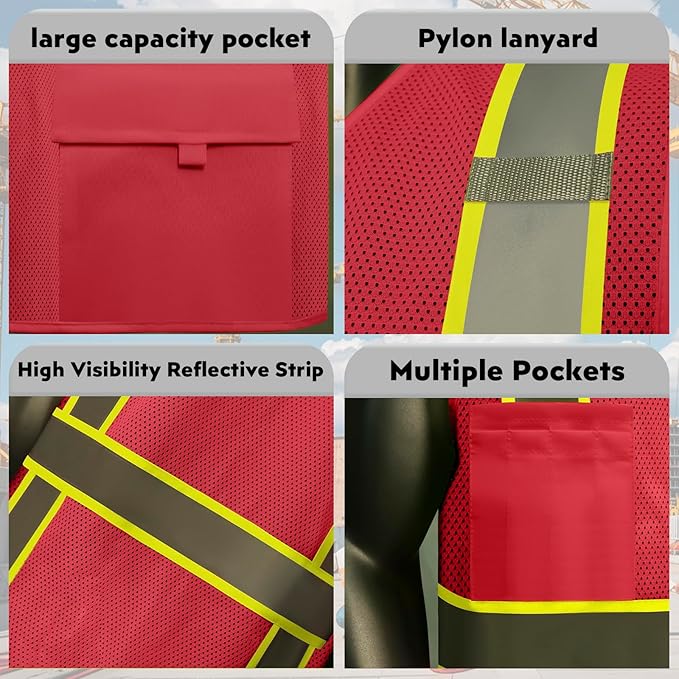 BeautyWill 10/20 Pack Custom Logo Safety Vest, Bulk High Visibility Class 2 - Image 3