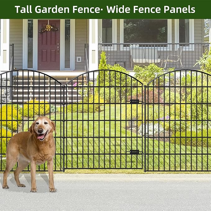 Metal Garden Gate and Fences Outdoor ECG1191, 1 Gate + 4 Fence Panels, 43.2in - Image 4