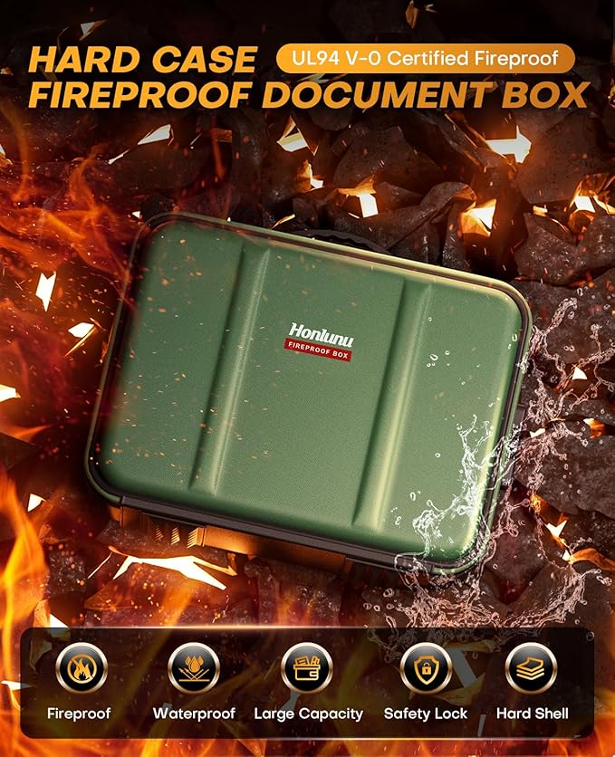 Fireproof Document Box, Hard Case Fireproof Document Organizer - Image 2