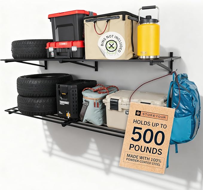 StoreYourBoard Heavy Duty Garage Shelf Wall Mount 1ft x 6ft – Wall-Mounted by StoreYourBoard