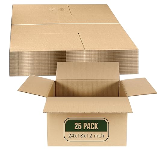 24x18x12 Shipping Boxes Large Moving Boxes, 25 Packs Corrugated Cardboard Boxes by InfiniPower