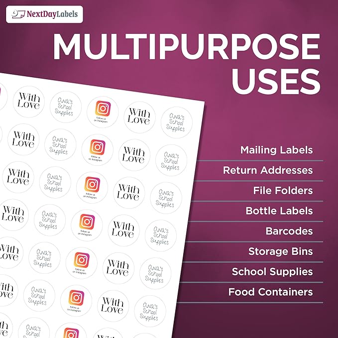 NextDayLabels - 1 Inch Round Stickers - Matte White Circle Labels - Image 3