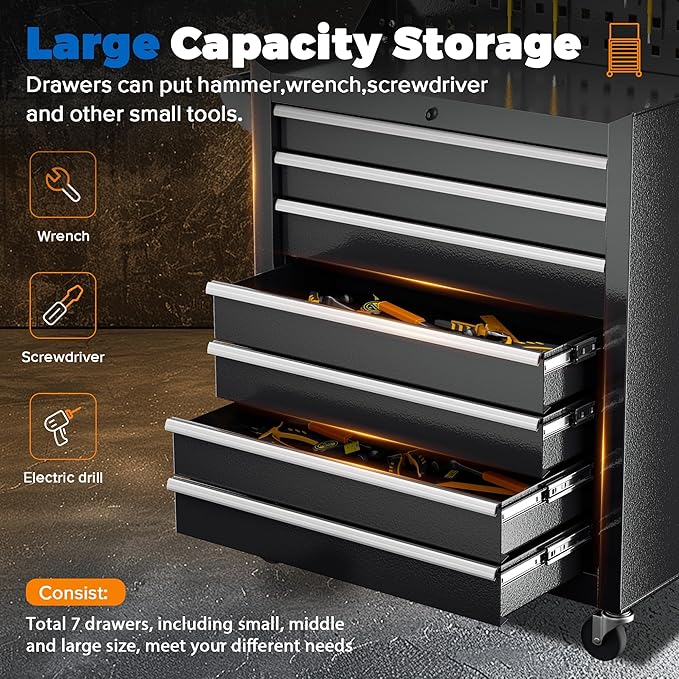 INTERGREAT 7 Drawers Rolling Tool Chest - Image 4