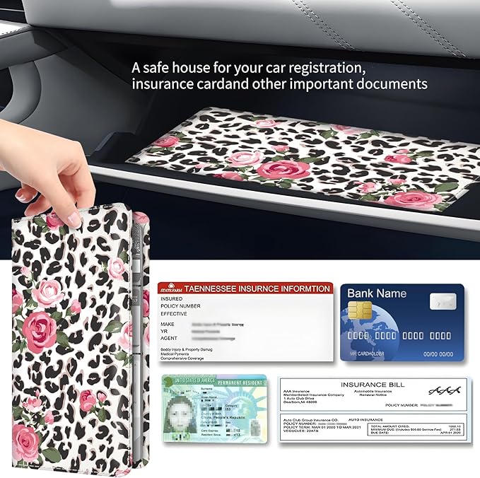 Premium Car Registration and Insurance Card Holder, Cute PU Leather Car - Image 3