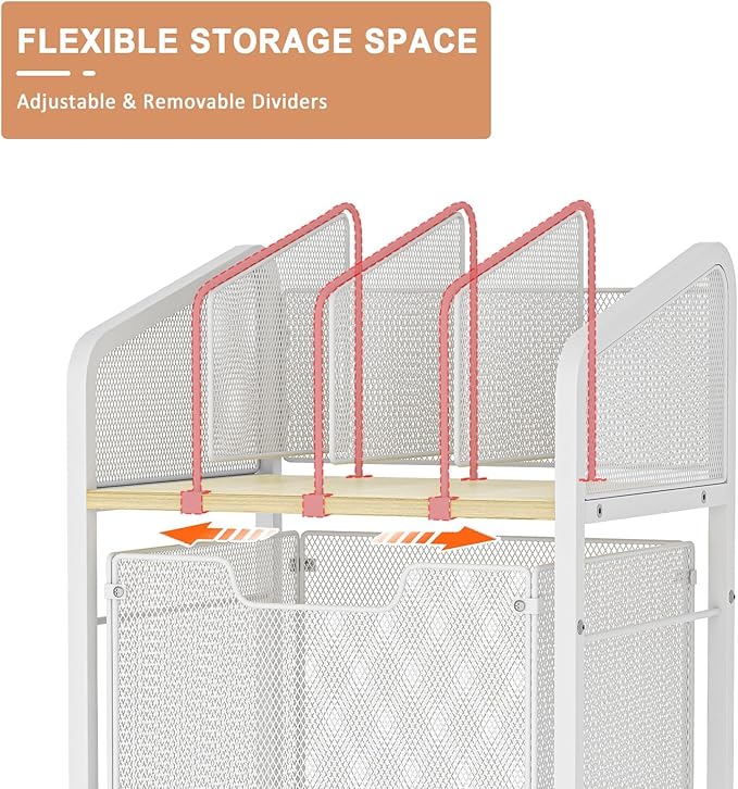 Rolling File Cabinet with Adjustable Dividers, Mobile Filing Cabinet with - Image 4