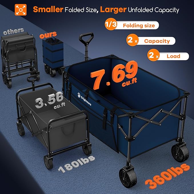 220L Collapsible Wagon Cart Foldable, Utility Carts - Image 4