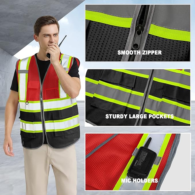 BeautyWill Custom Logo Safety Vest Class2 High Visibility Reflective Vest - Image 3