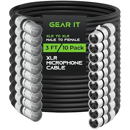GEARit XLR Male to Female Microphone Cable 3-Pin Balanced Shielded Mixer by GEARit